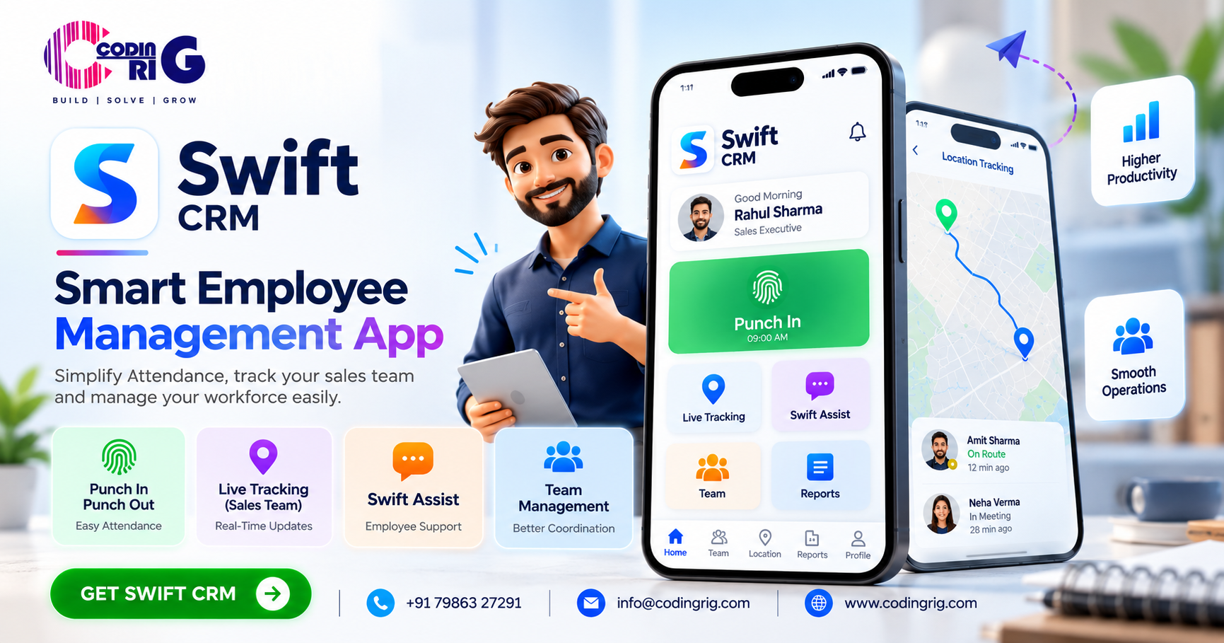 Swift CRM: Smart Employee Management App by Coding Rig
